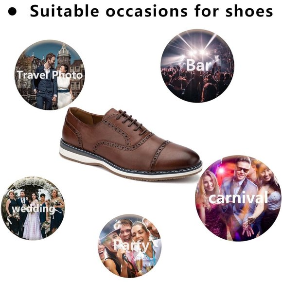 Men\'s Brown Oxfords Casual Dress Leather Lace Up for Men Business Oxford Shoes